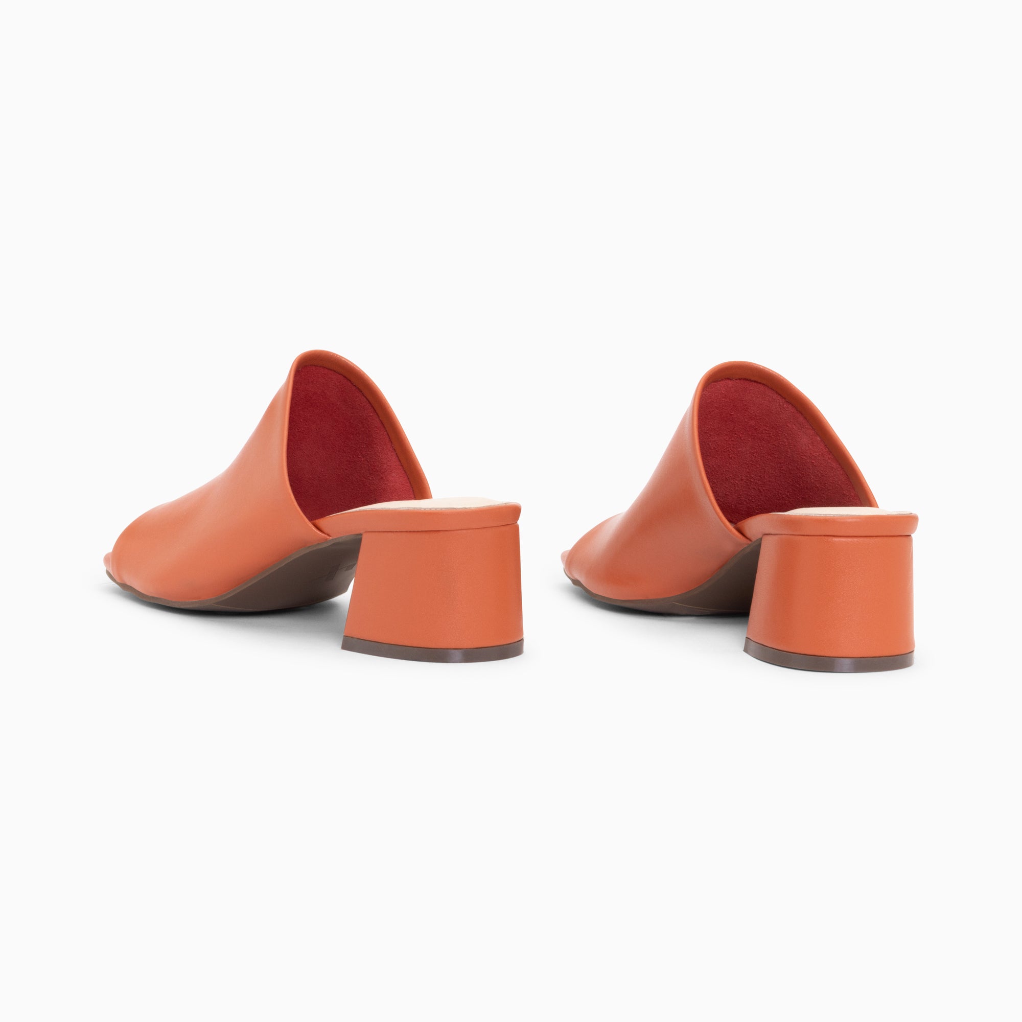 Sandales à talon, Compensées-Mules peep-toe Helène brique à talon
