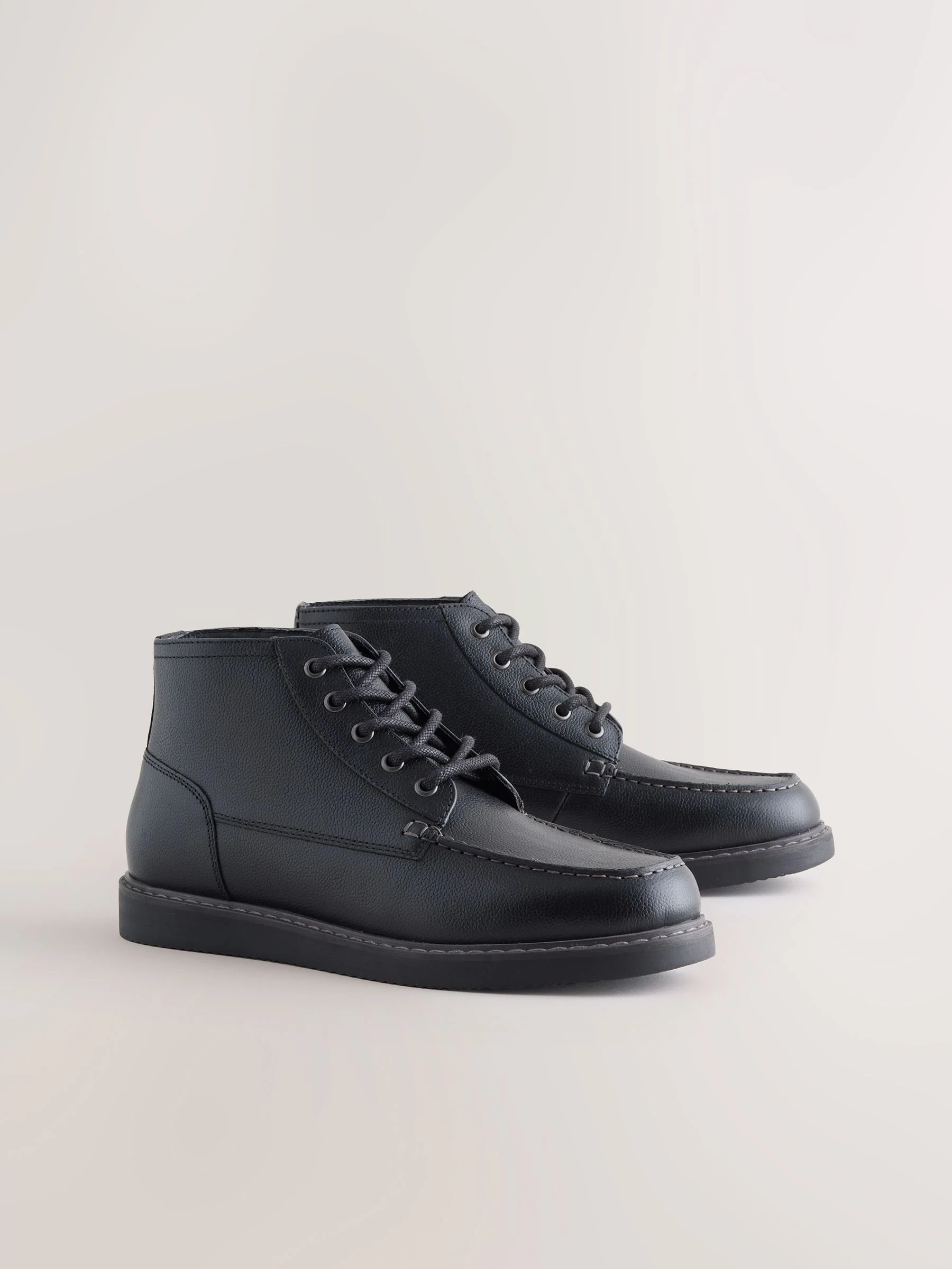 Zwart - Mid Wedge Leather Boots