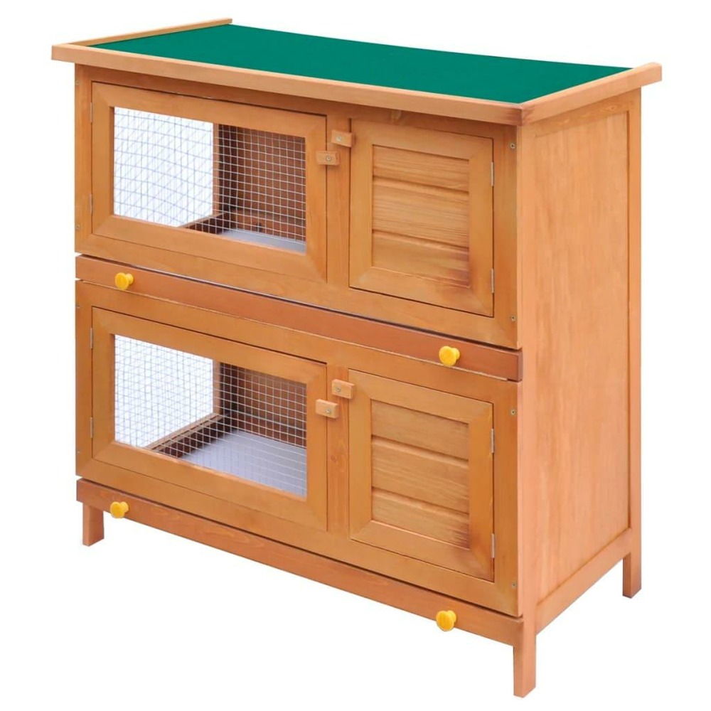Clapier d'extérieur enclos pour petits animaux 4 portes 90 x 45 x 89 cm bois