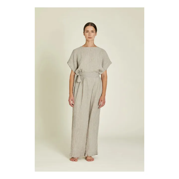 Black Crane Top Basique Lin | Gris clair
