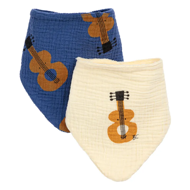 Bobo Choses Lot 2 Bavoirs Coton Bio Guitares | Bleu