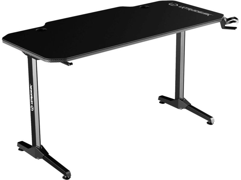 Ultradesk Gaming Tisch Frag Schwarz Stabiler Gaming-Tisch für bis zu zwei Monitore