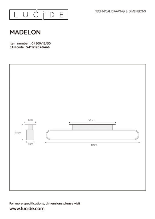 Lucide Madelon wandlamp LED badkamer IP44 small zwart