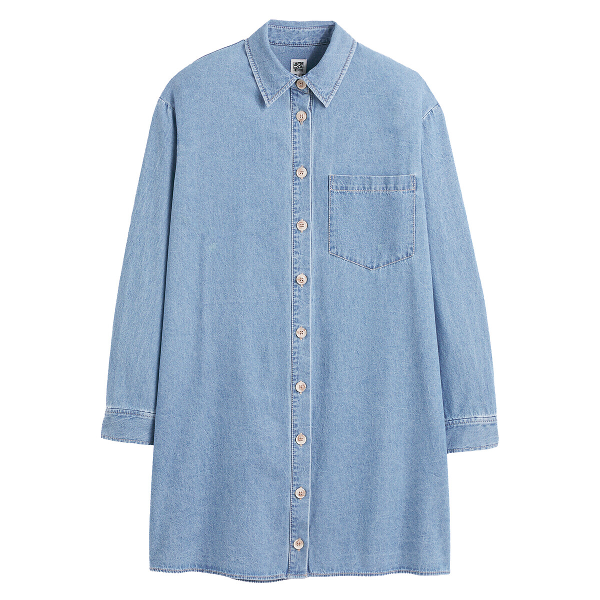 LA REDOUTE COLLECTIONS<br>Vestido camisa jeans, mangas compridas