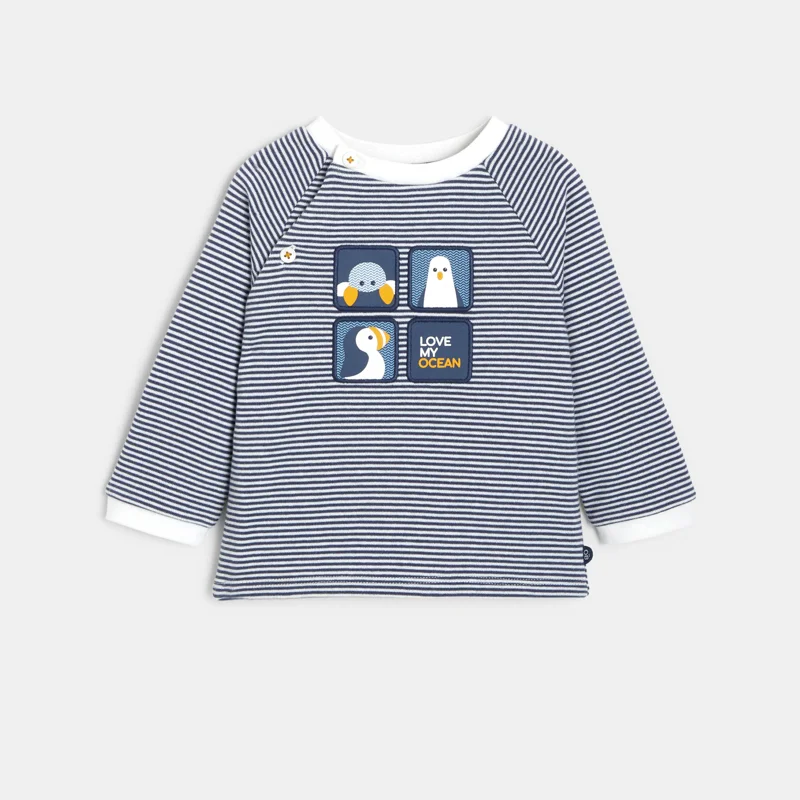 Pull rayé et pantalon molleton bleu naissance Bleu