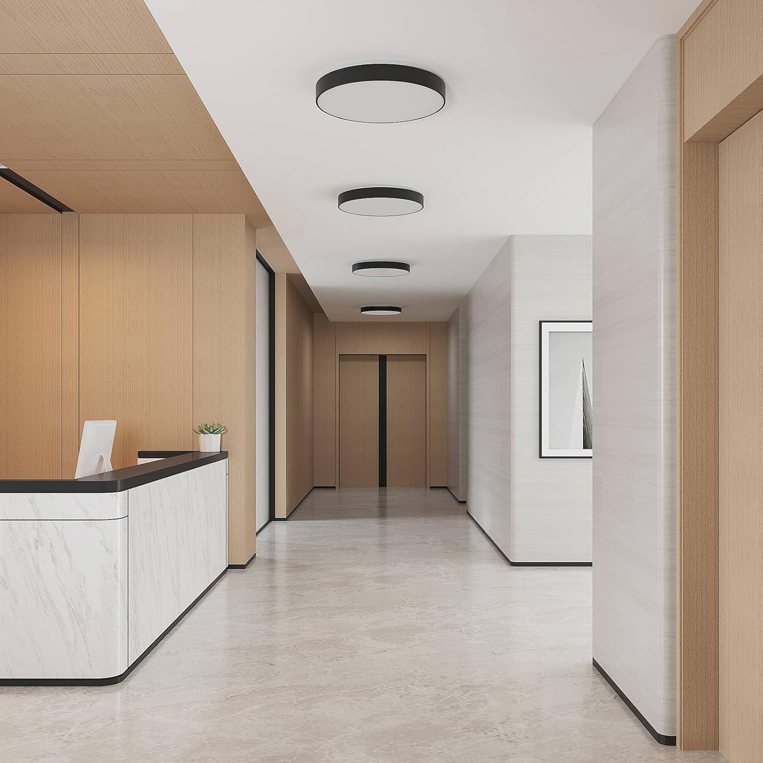 Arcchio LED Deckenleuchte Vanida (Modern) in Schwarz aus Aluminium (1 flammig,) - Lampe Deckenlampe Küchenleuchte
