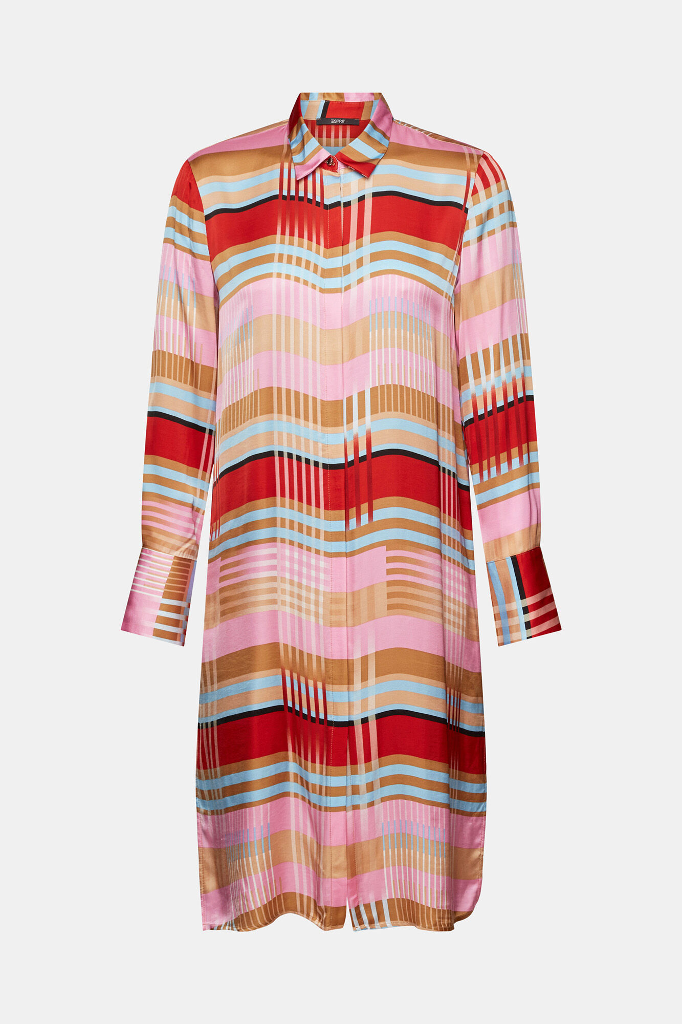 Camisa longa xadrez de cetim viscose - Multicolorida