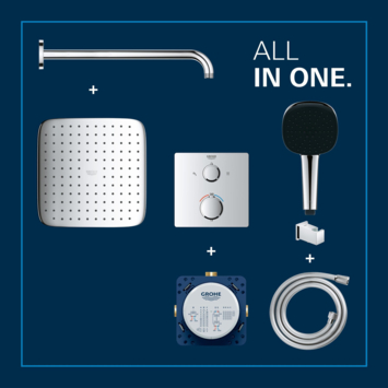 Grohe Precision Thermostat Perfect inbouw douchesysteem met  Vitalio Comfort 250 hoofddouche vierkant Chroom