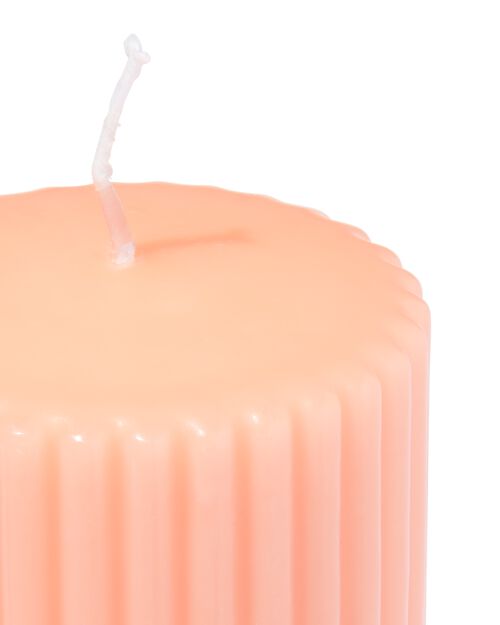 bougie brute 7 x 19 cm striée rose