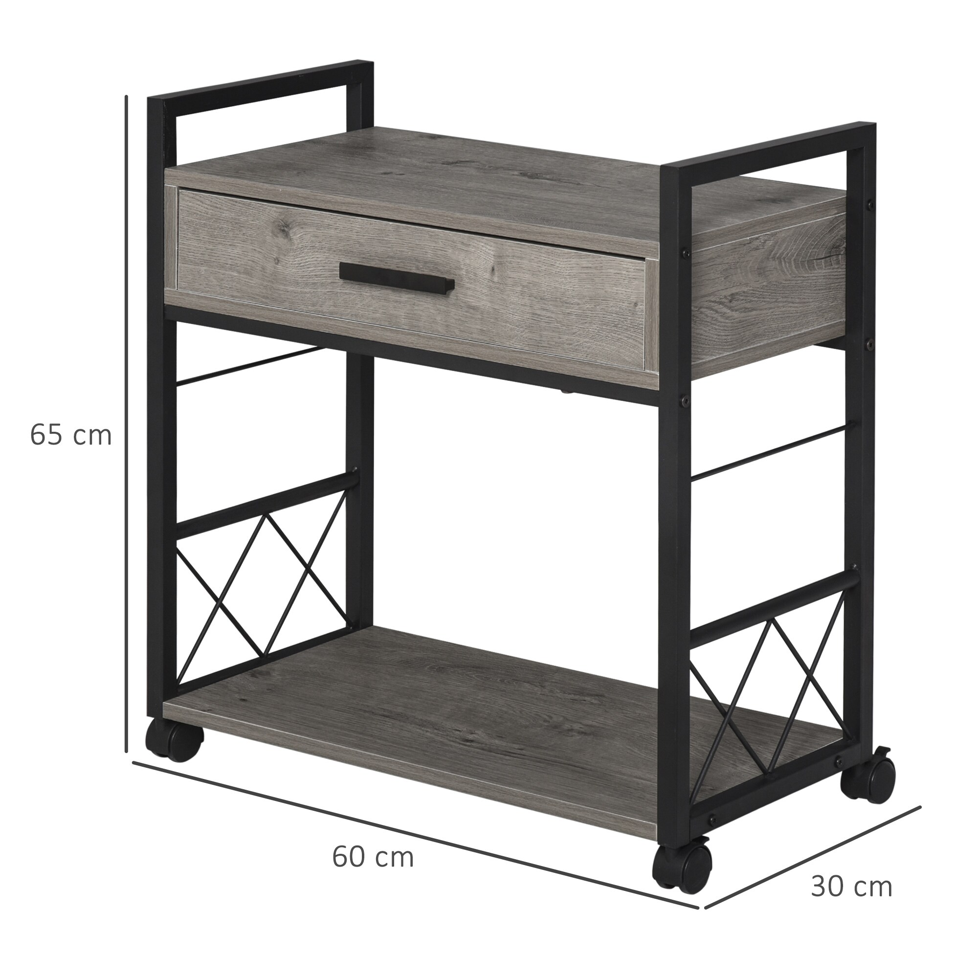 HOMCOM Mobiler Beistelltisch mit Schublade 60 x 30 x 65 cm (BxTxH)