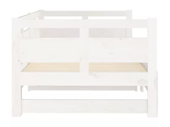 Lit coulissant Blanc Bois de pin solide 2x(90x190) cm
