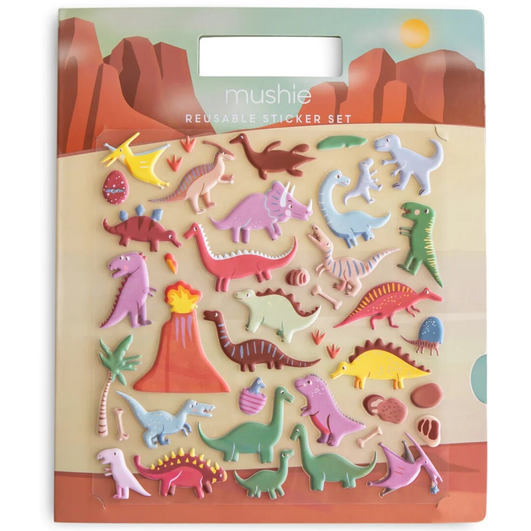 Mushie herbruikbare 3D stickers met achtergrond - dino's