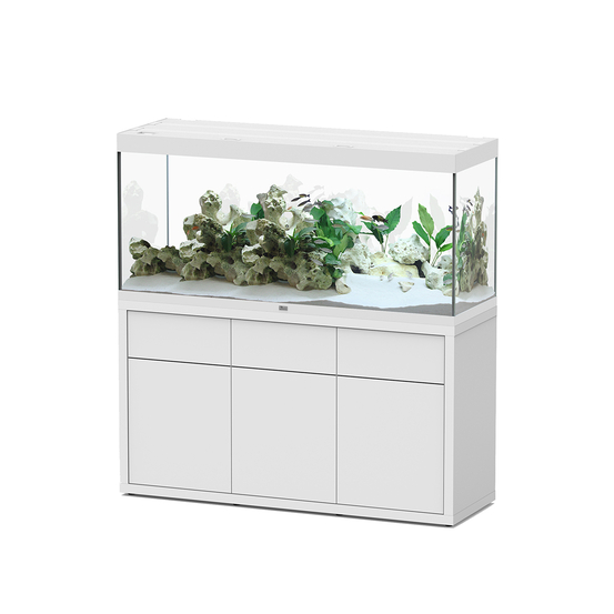 Aquarium et Meuble 2 portes Sublime Led 2.0 Blanc L.150x P.50x H.70 cm