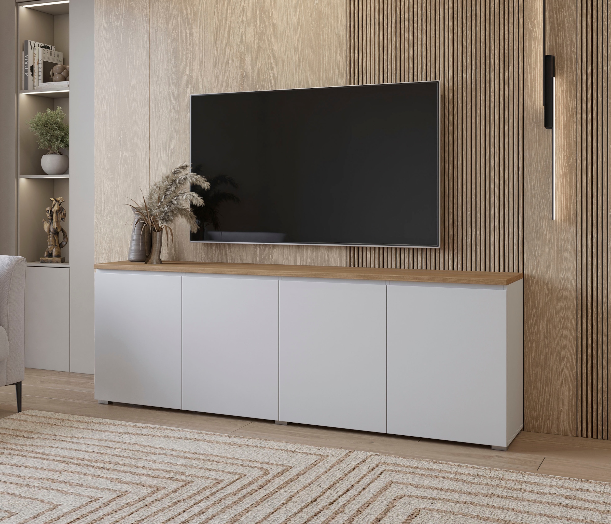 INOSIGN Sideboard »Modo, Breite 200 cm, moderne grifflose Kommode 4Türen« Anrichte mit viel Stauraum, Einlegeböden verstellbar