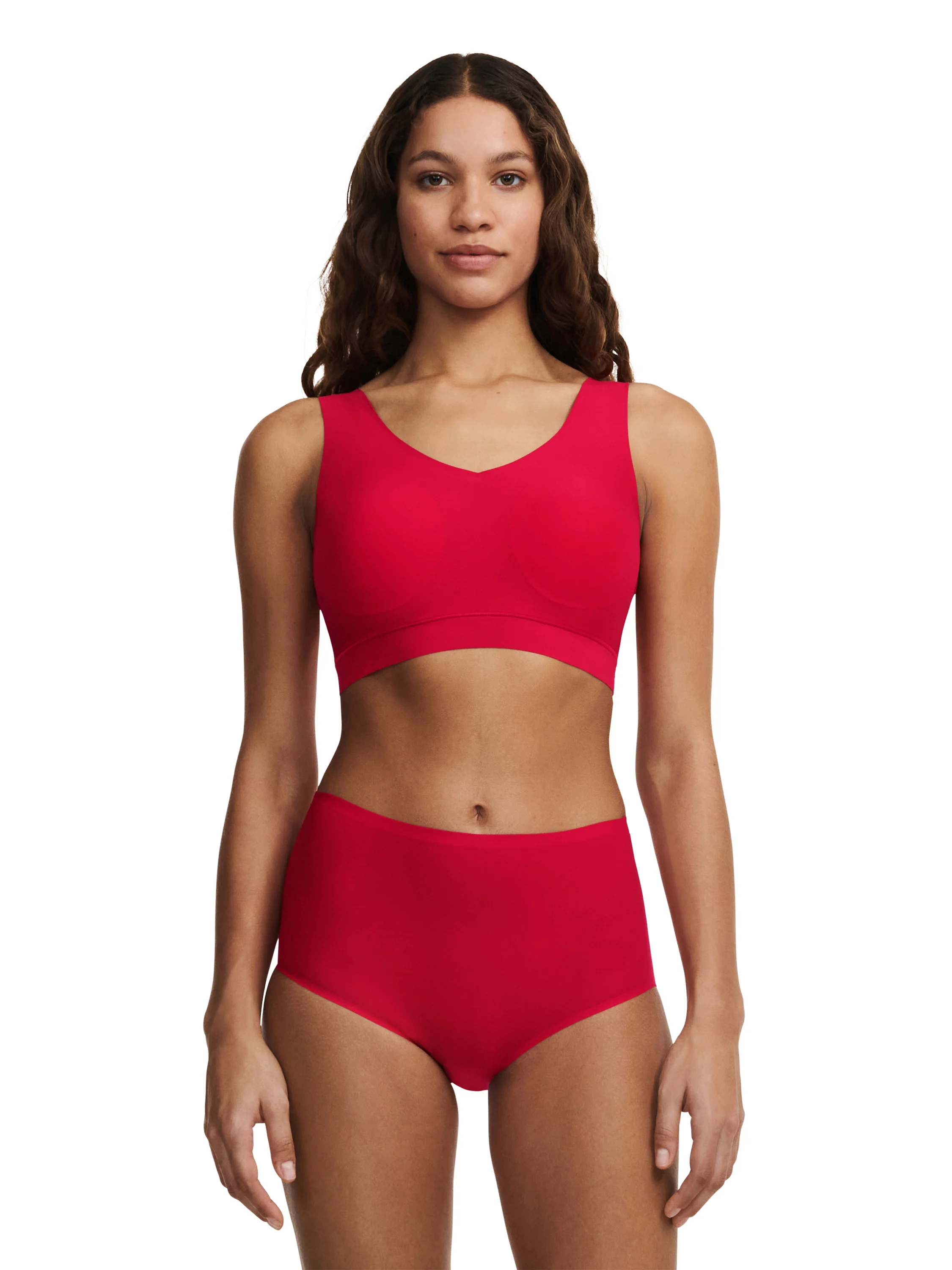 SOFTSTRETCH - Brassière coques v neck | Rouge