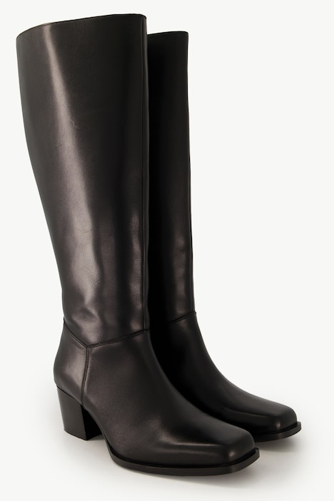 Lederstiefel, XXXL-Schaft, Elastikeinsatz, Weite H