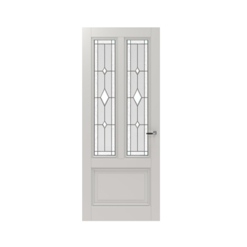 Lundia binnendeur Frama Tva 2I01 glas in lood wit gegrondverfd opdek rechts 83 x 211,5 cm