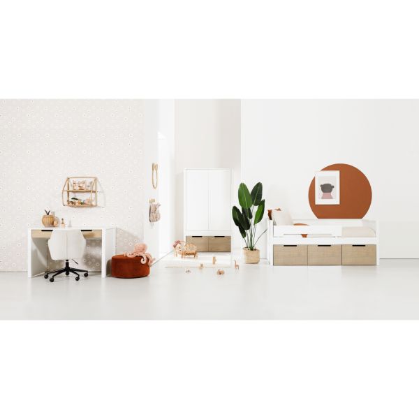 Europe Baby Ralph Kinderkamer Wit / Accent Hout Look | Bed 90 x 200 cm   Bureau