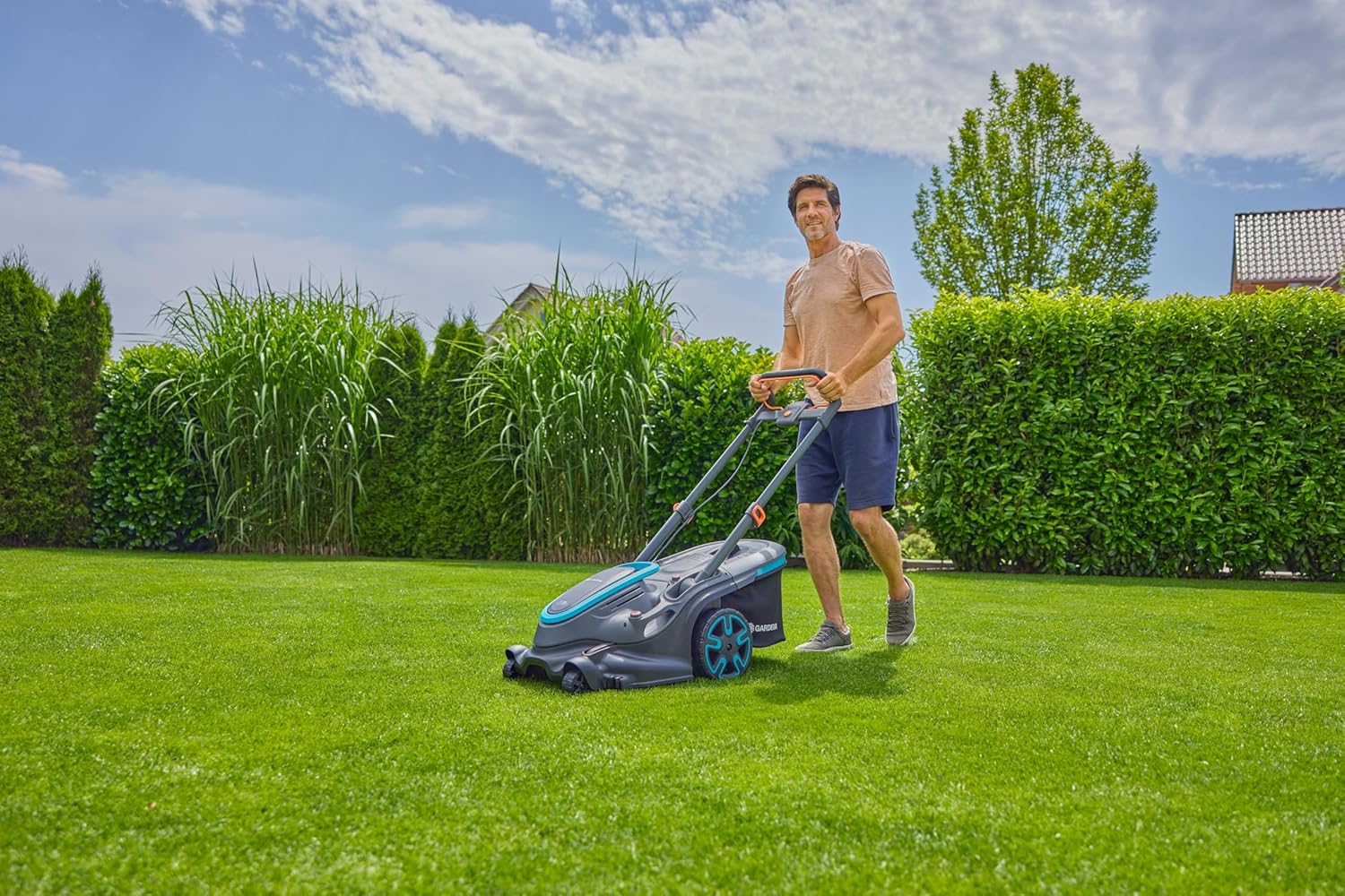 Gardena PowerMax Duo 46/36V Solo Akku-Rasenmäher, DuoBlade-Technologie, 46 cm Schnittbreite, Power for All-kompatibel, ergonomisches Design (14646-55)