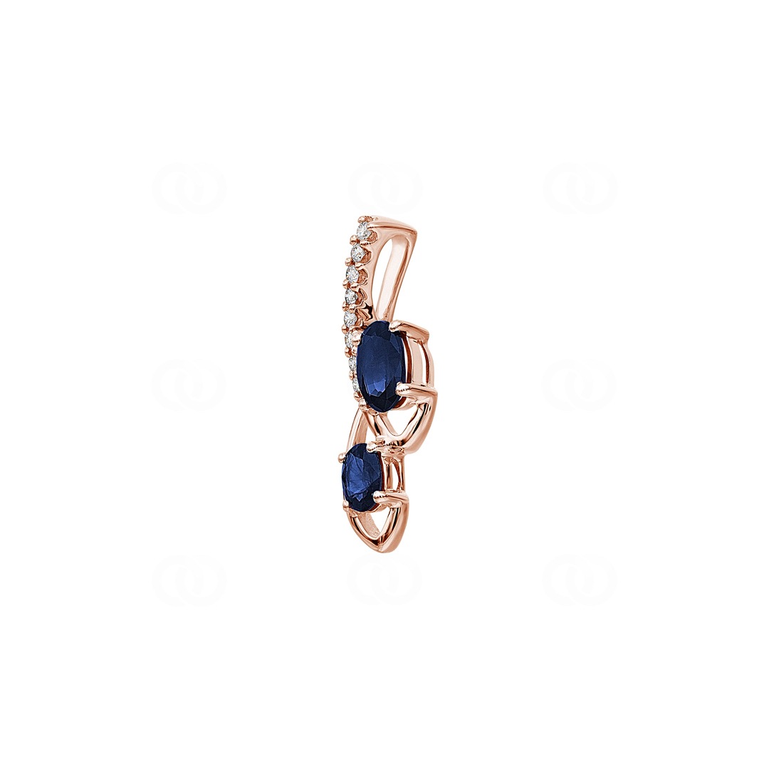 Anhänger 750/18 K Roségold mit Saphiren & Diamanten 0.06 ct H/si