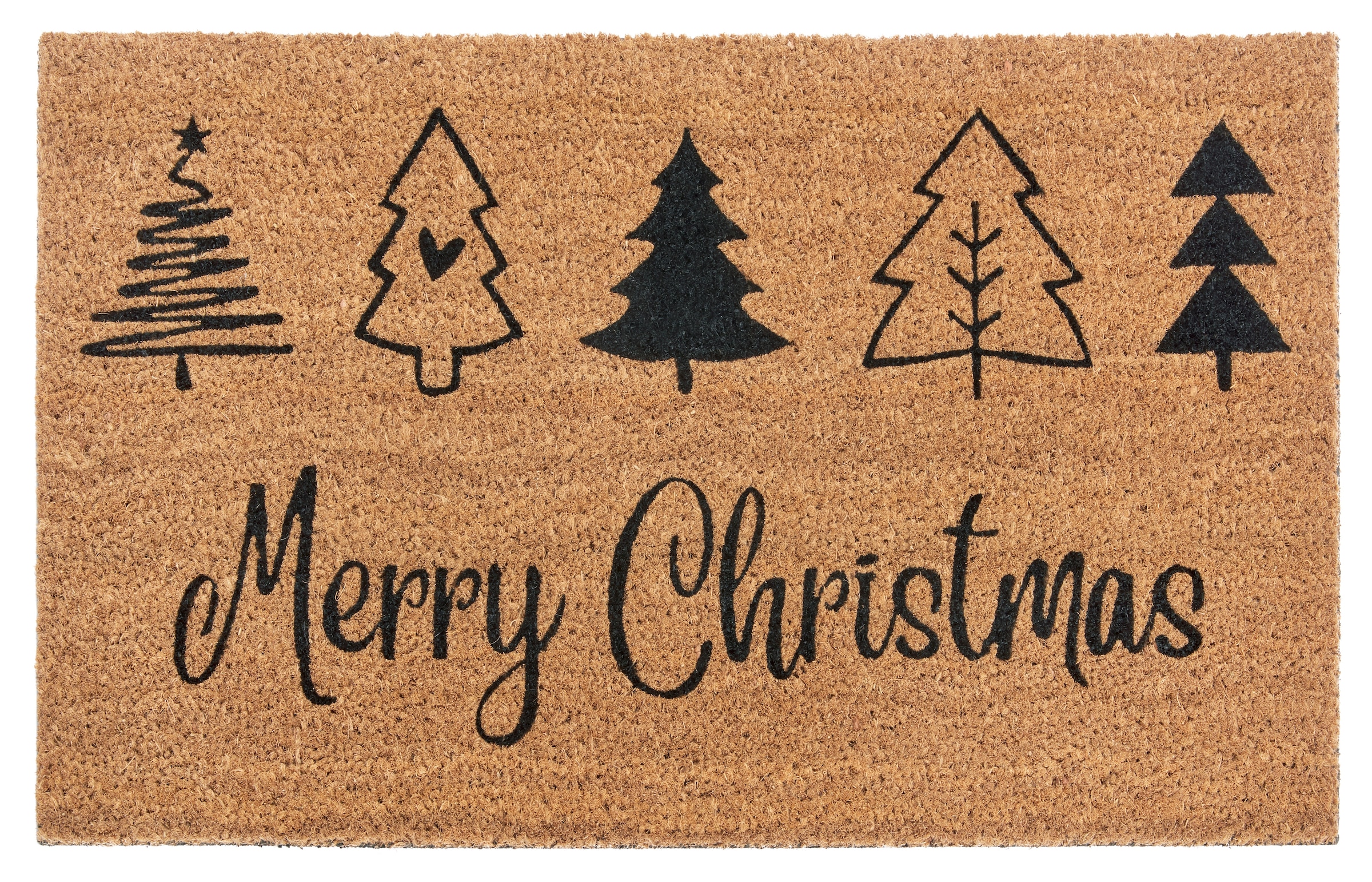 HANSE Home Fussmatte »Mix Mats  Kokos Christmas Trees, Türmatte« rechteckig 15 mm Höhe Weihnachten, Schmutzfangmatte, Outdoor, Rutschfest, Innen, Kokosmatte