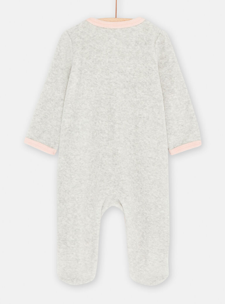 Grenouillère en velours gris bébé fille
