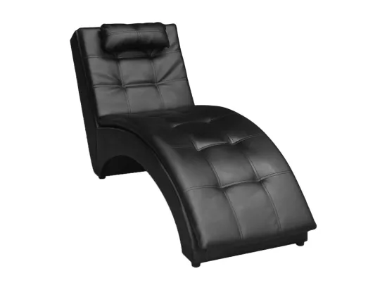Prolenta Premium - Chaise longue avec oreiller Noir Similicuir
