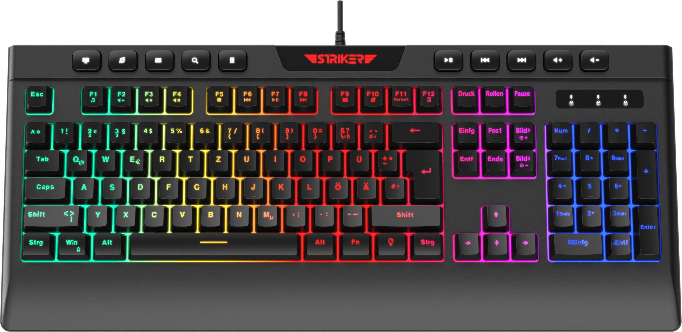 Hyrican Gaming-Tastatur »Striker ST-GKB8115 ( Anti-Ghosting, Multimedia-Tasten, RGB)« (Fn-Tasten | Multimedia-Tasten | USB-Anschluss)