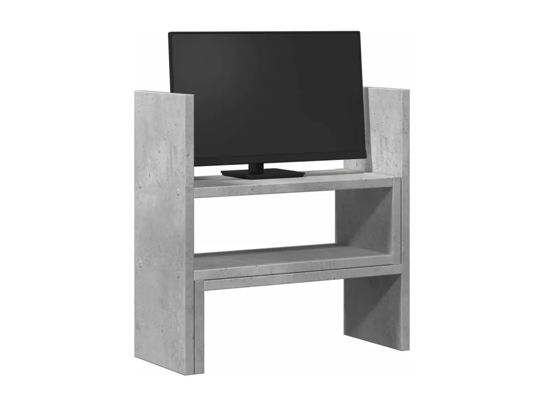 Organisateur de bureau réglable gris béton bois d'ingénierie