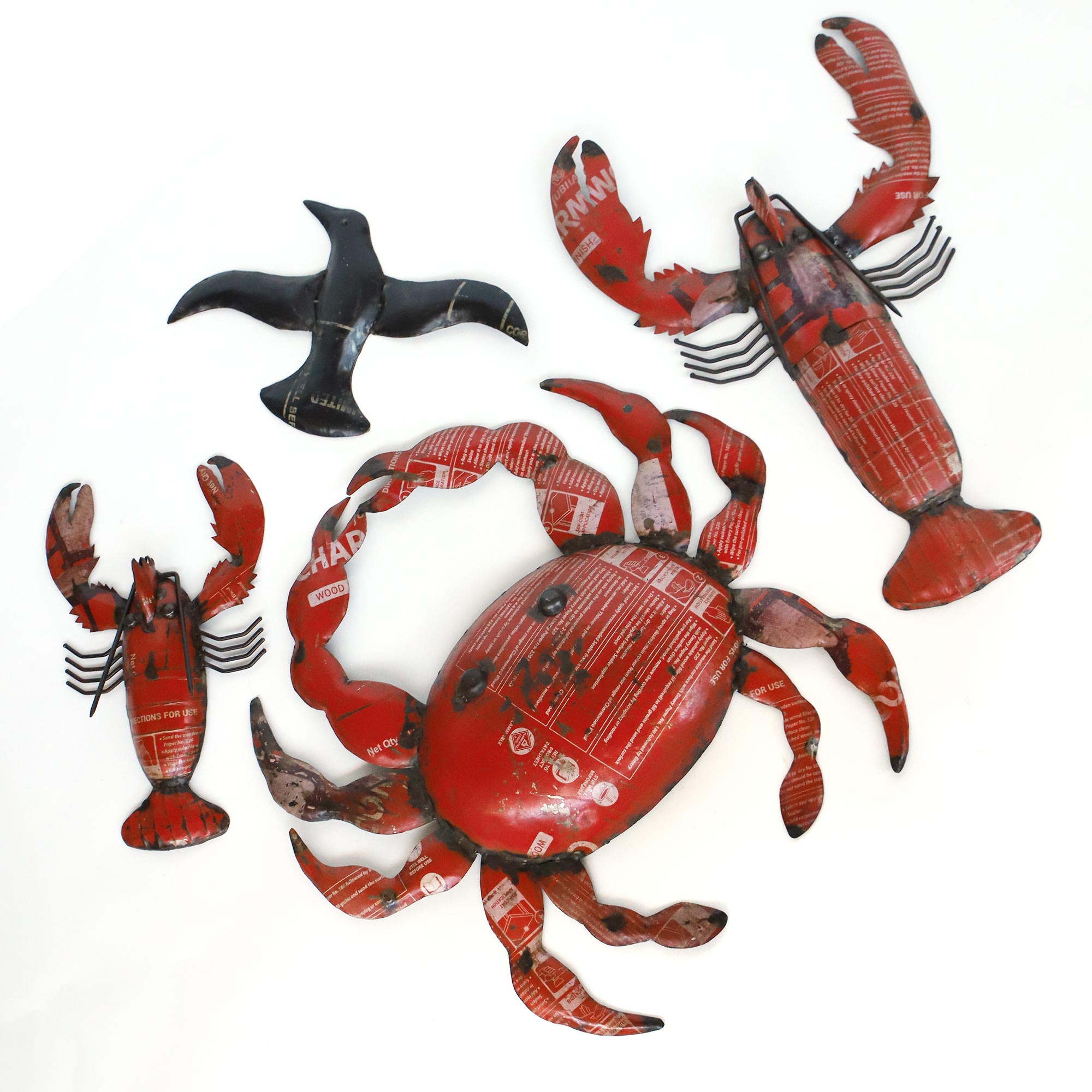 Wanddeko 'Hummer' M, rot, H 43 cm, B 30 cm, L 7 cm von fischer's lagerhaus