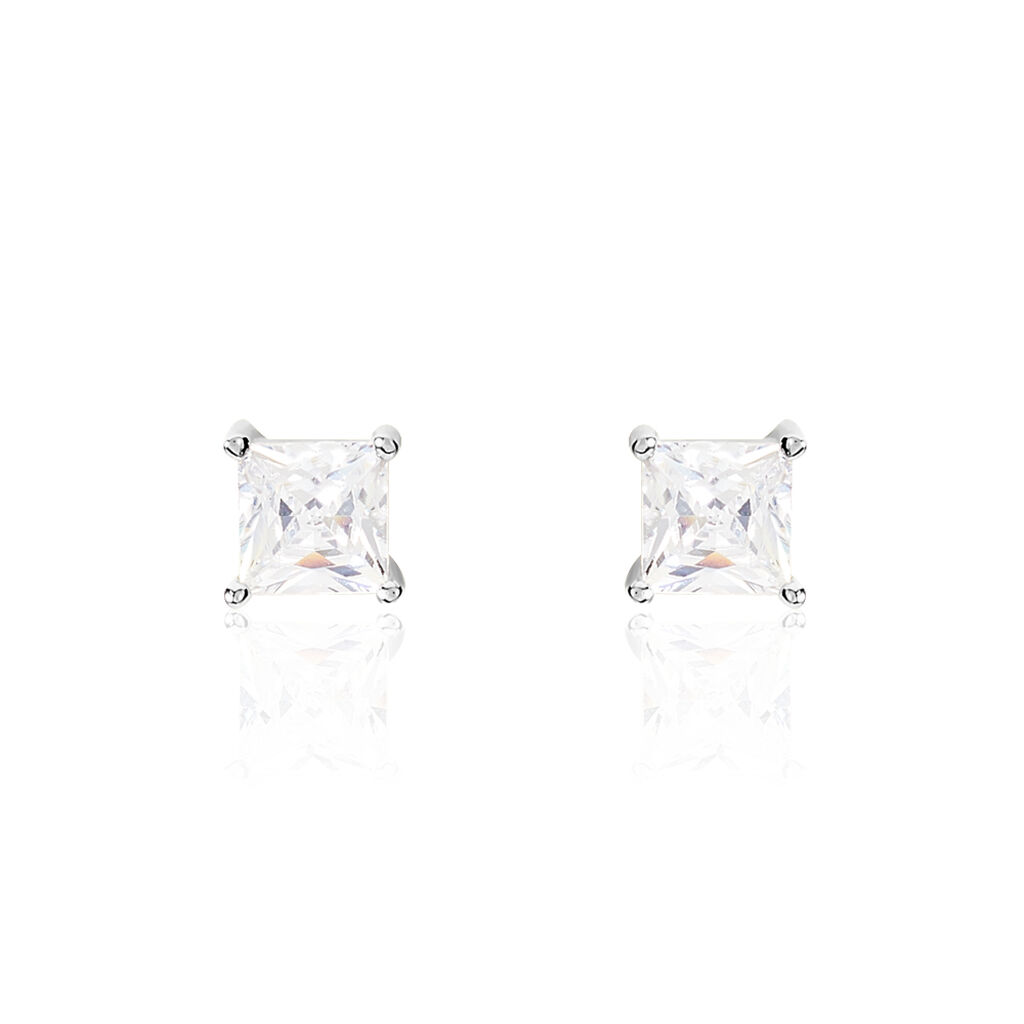 Boucles D'oreilles Puces Alys Argent Blanc Oxyde De Zirconium