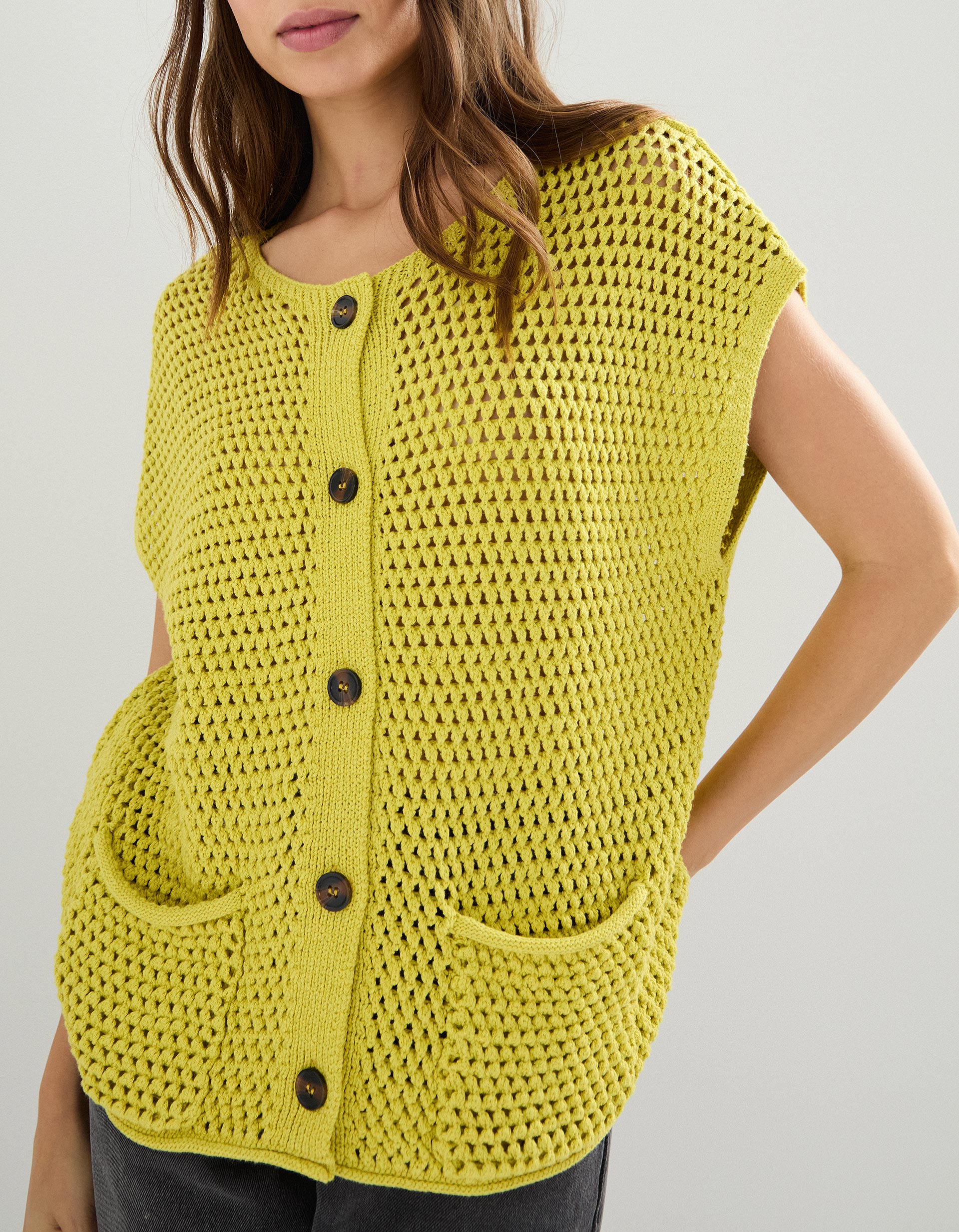 Colete de Crochet, Mulher, Verde