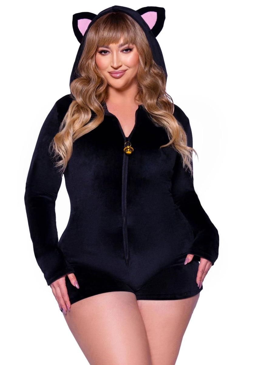 Kat Kostuum Zwart Dames Bodysuit Leg Avenue
