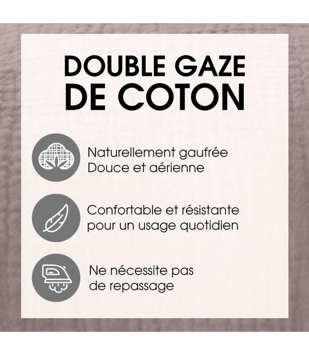 Plaid 130x170 cm VENCE gaze de coton rose thé
