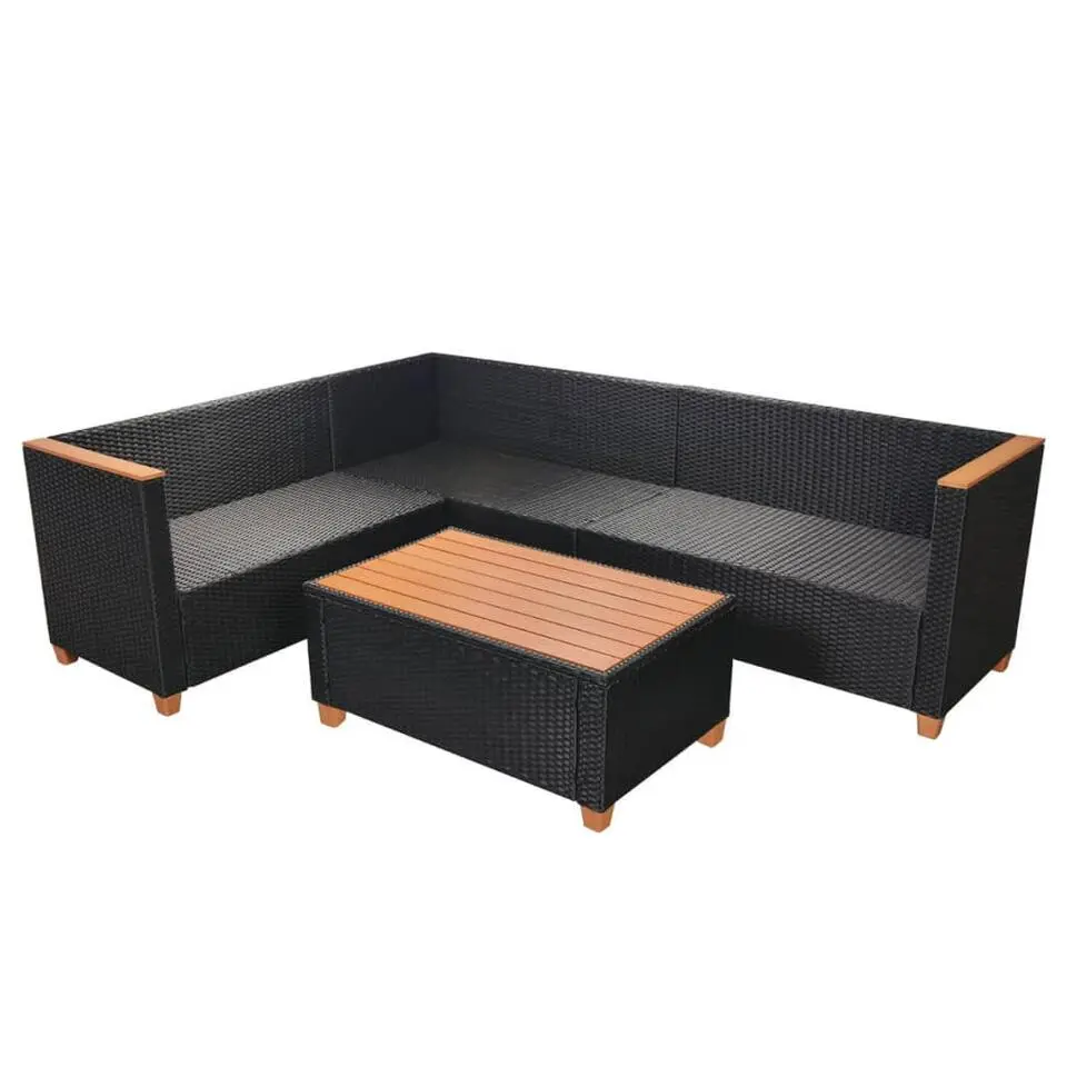 vidaXL - Tuinmeubilair - Zwart - Poly rattan