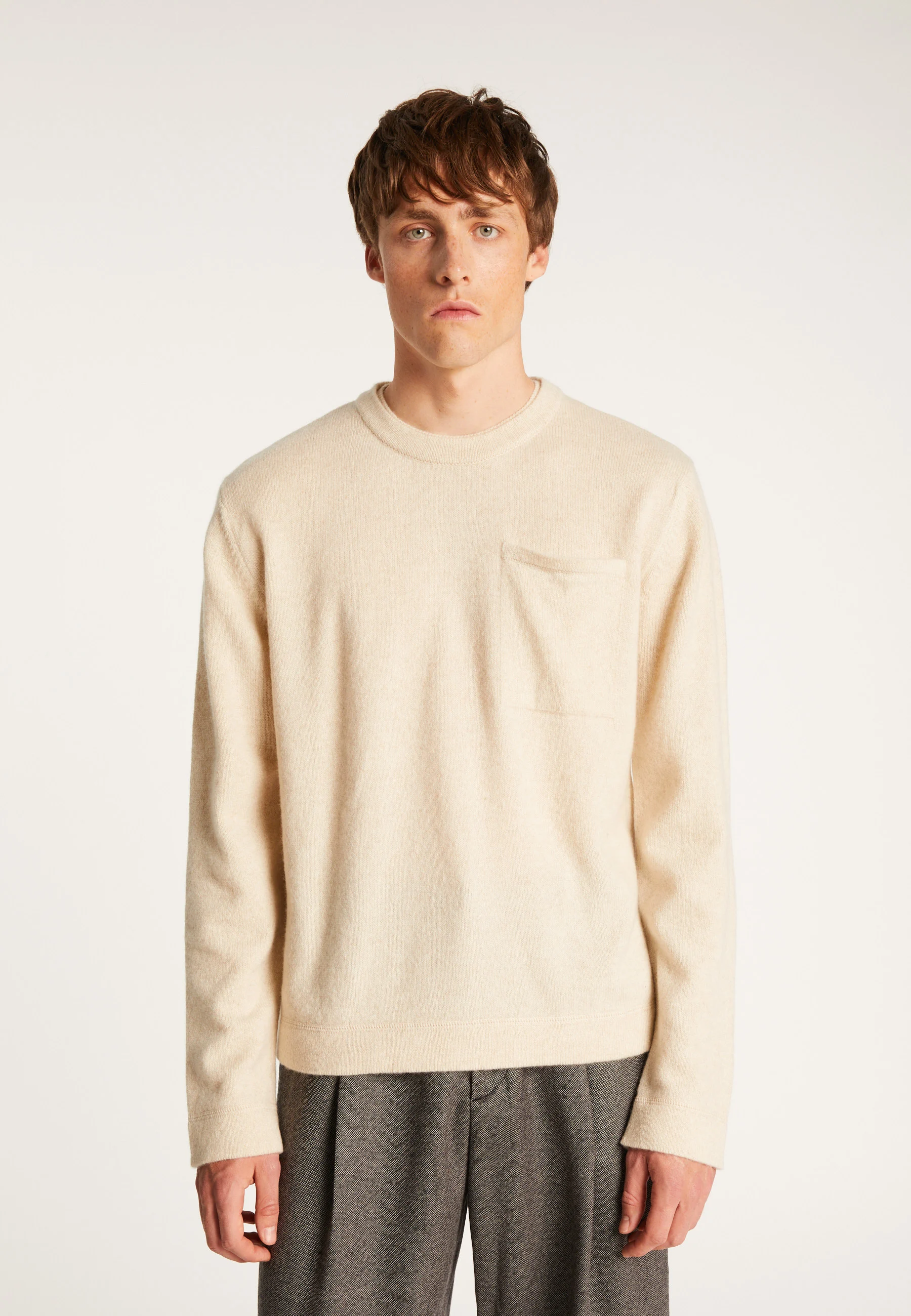 TYLANAH24 - Pull col rond en laine et cachemire | Blanc
