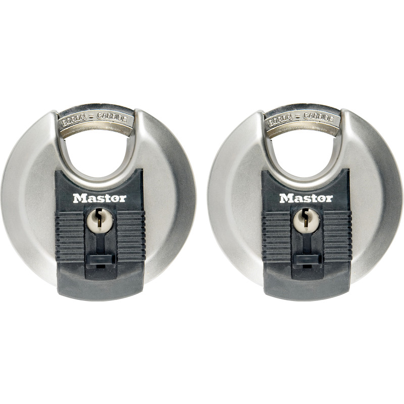 Master Lock discusslot 70mm breed, achthoekige beugel, weerbestendig en gelijksluitend