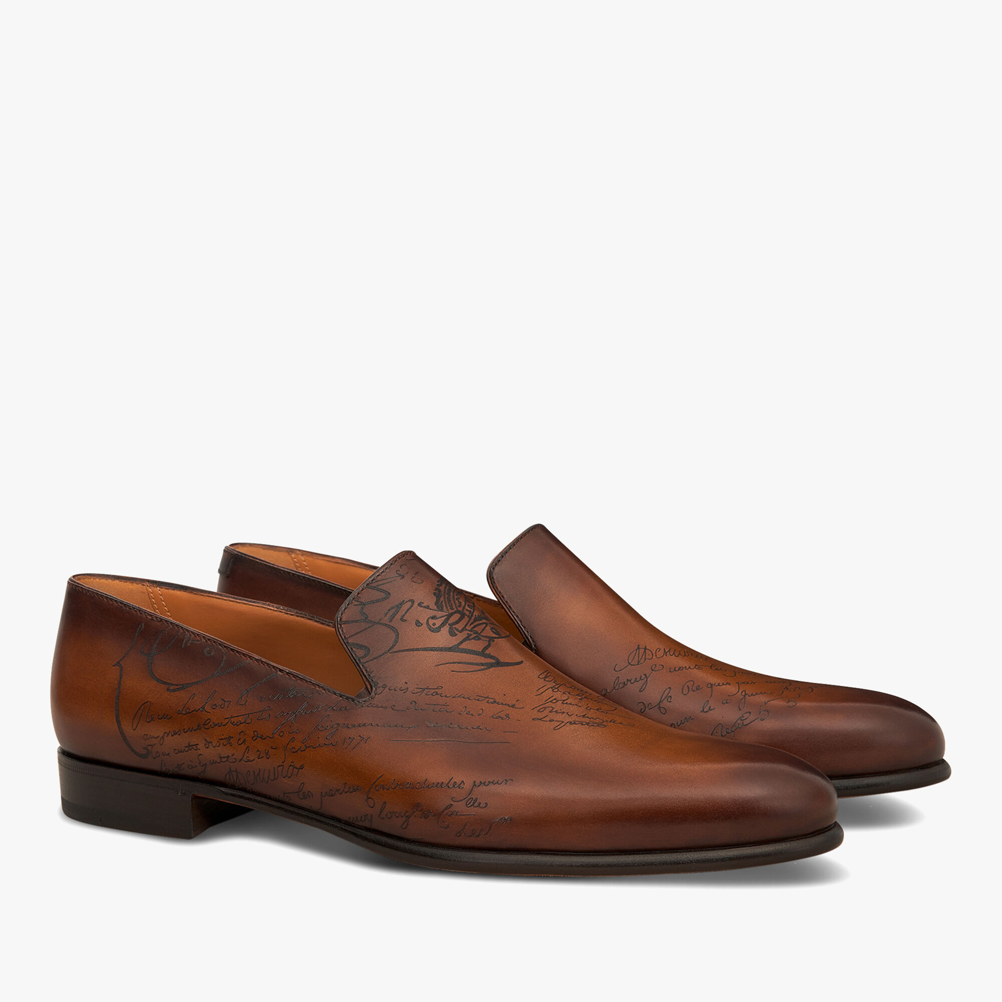 Mocassin Cursive Galet En Cuir Scritto
