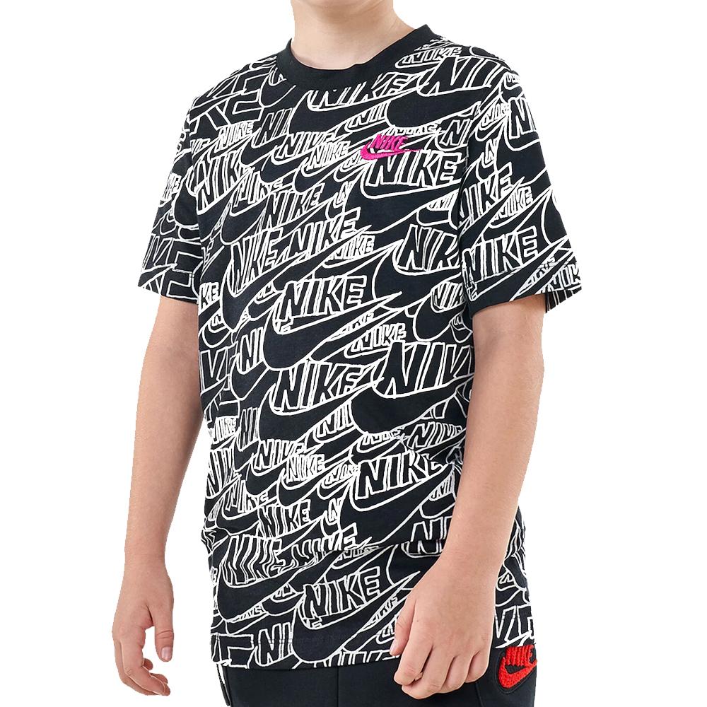 Nike T-shirt Noir/Blanc Garçon Nike Aop