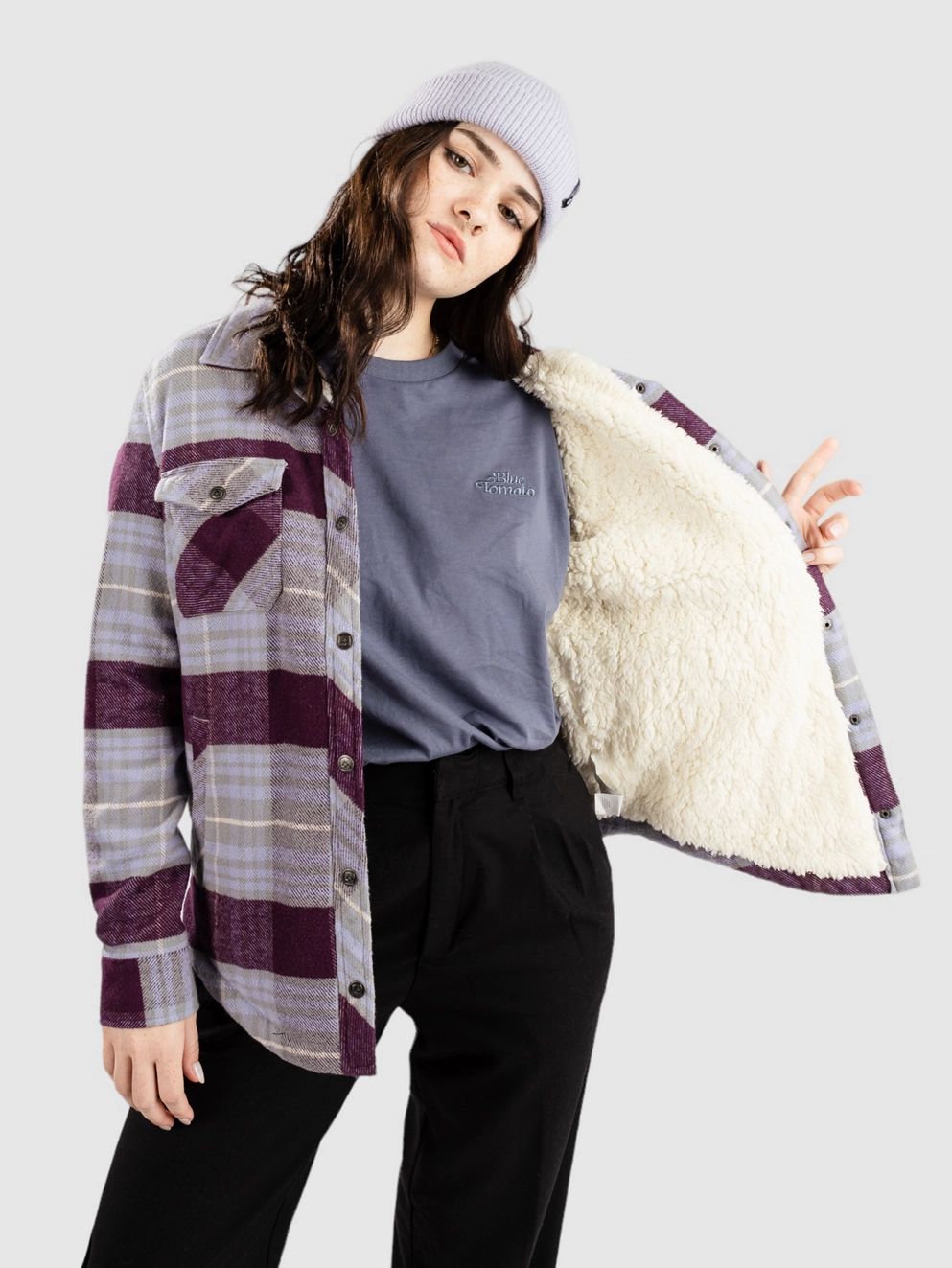 Coal Adler Shirt aubergine grey minimal g