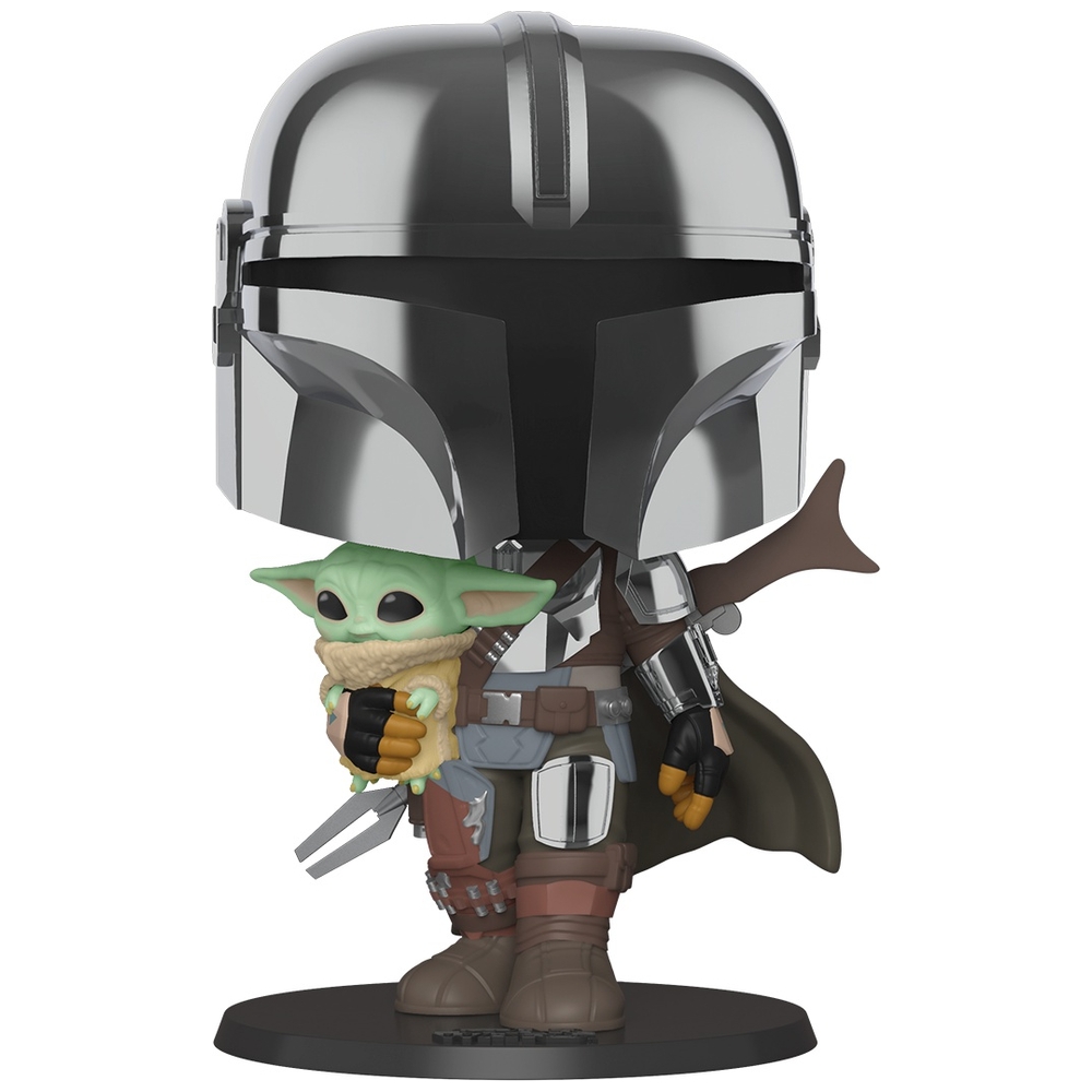 POP! Vinylfigur Nr. 380: Star Wars The Mandalorian mit Chromrüstung und Baby Yoda