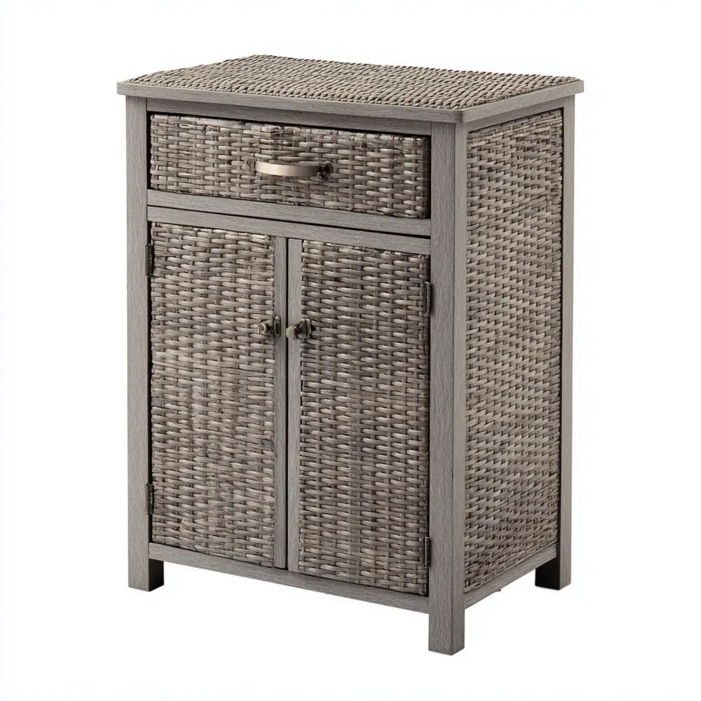 Aufbewahrungsschrank Holzgeflecht 60x40x80 cm – Grau – Modernes Design