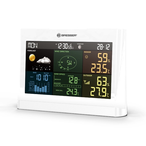 Centro de informações meteorológicas Bresser Comfort 5 em 1 com visor colorido