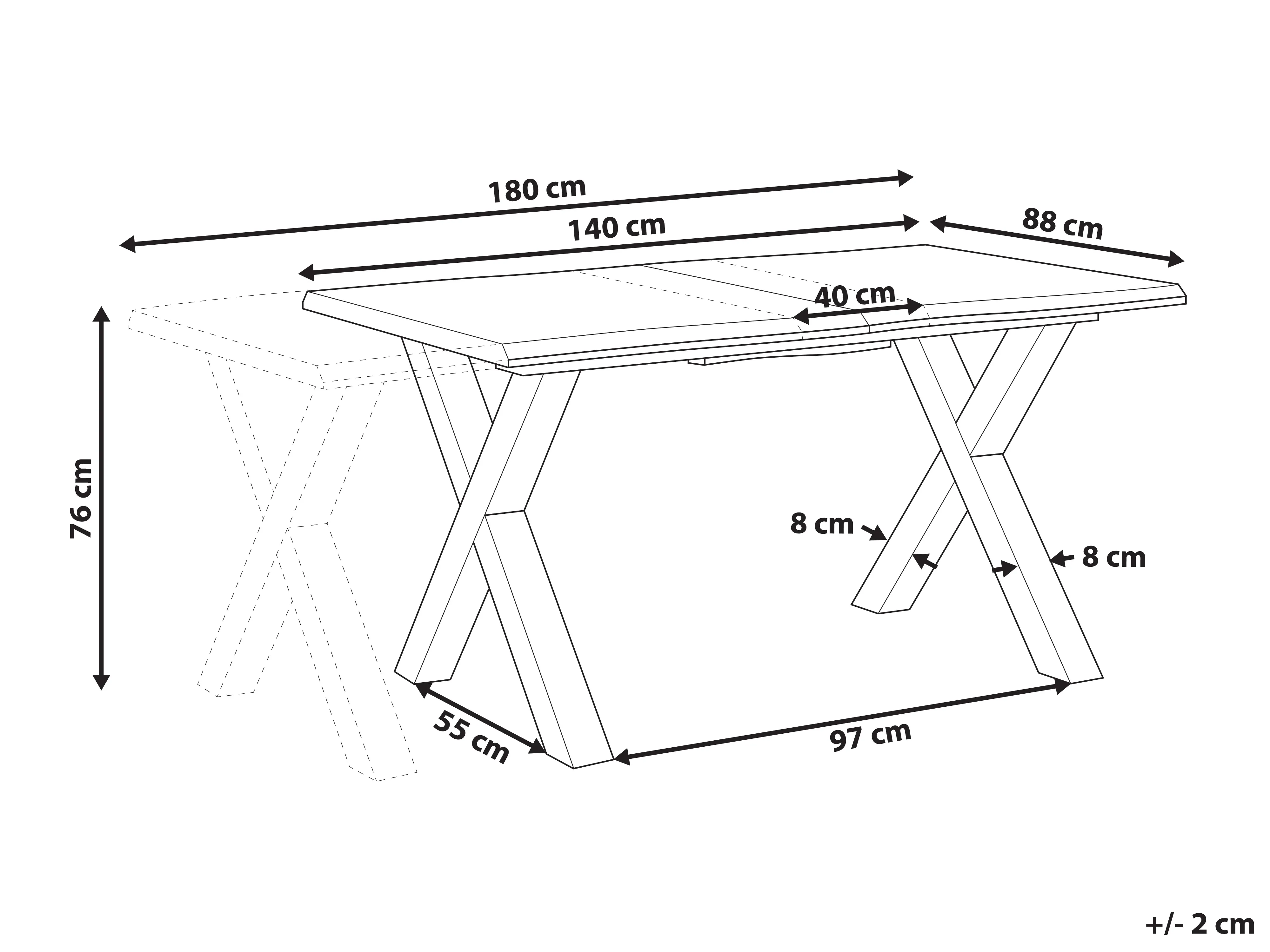 Eettafel uitschuifbaar BRONSON Donkerbruin 90 cm 140/180 cm