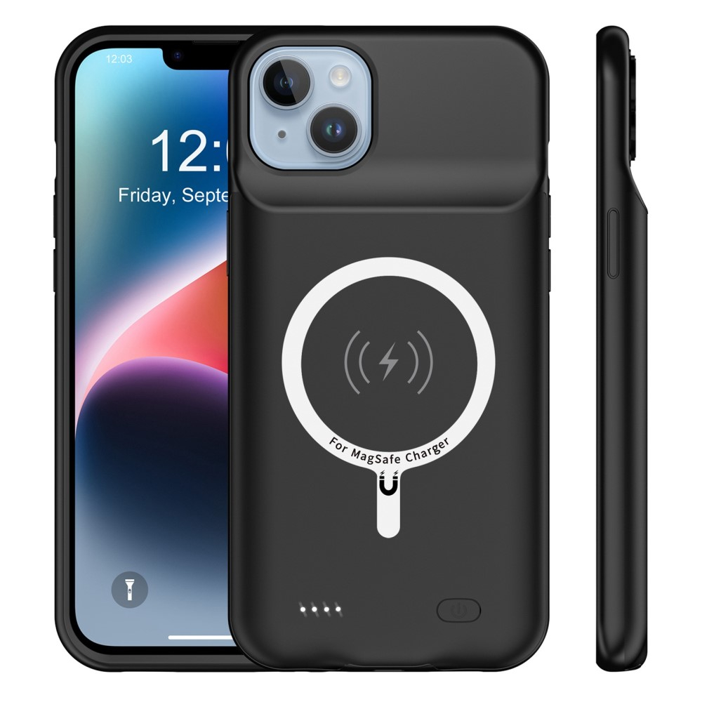 iPhone 14 Plus MagSafe Backpack Akku Case Schutzhülle (8500mAh) - Schwarz
