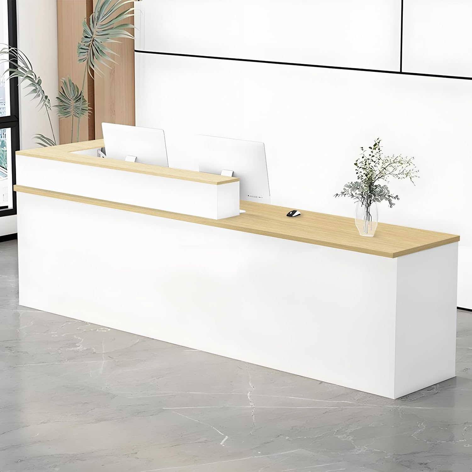 Empfangstheke, Moderne Kassentheke, Rezeptionstresen für Büro, Salon, Boutique, Geschäft, Ladentheke mit Aufsatz, Mehrere Größen & Farben