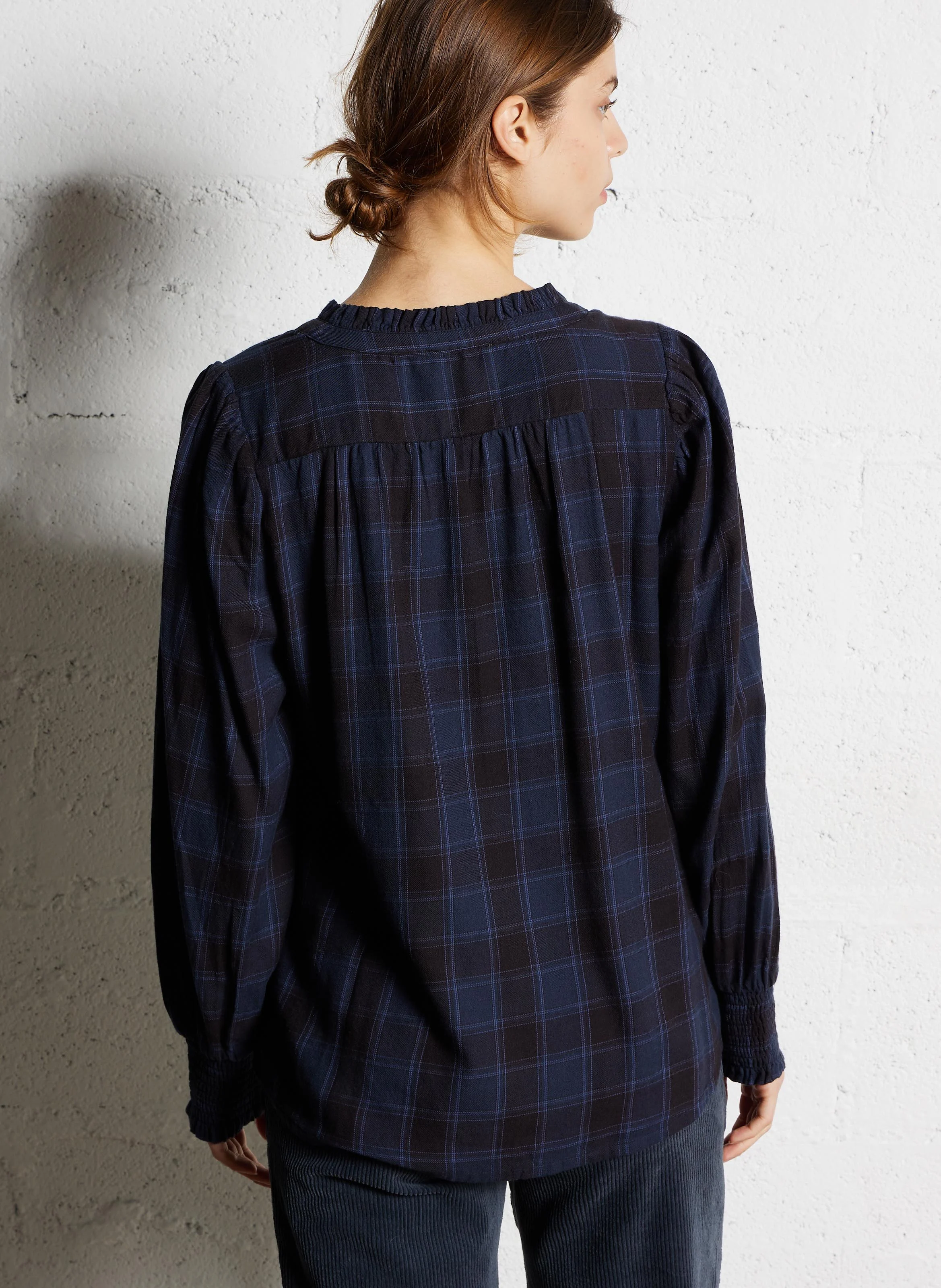 BEVERLY - Chemise à carreaux en coton | Bleu