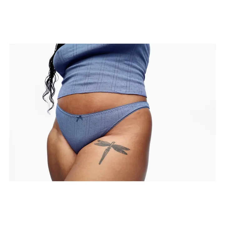 Cou Cou Intimates Culotte Haute Pointelle Coton Bio | Bleu gris