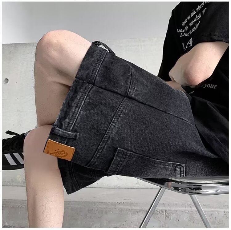 farrahces - Mid Rise Washed Denim Shorts