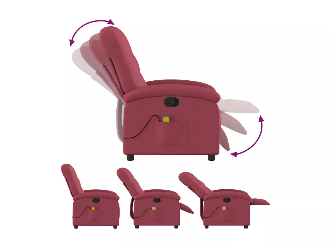Fauteuil de massage inclinable Rouge bordeaux Tissu